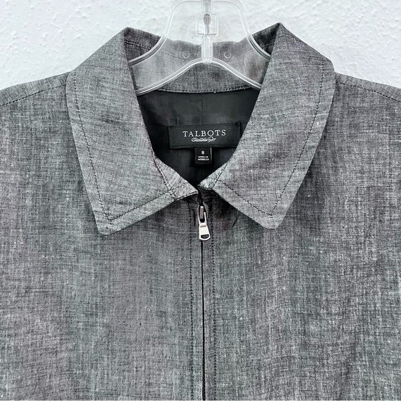 Talbots gray linen zip up blazer jacket - Picture 2 of 12